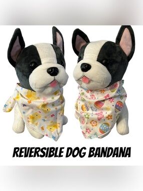 🟣 5/$15 Dog Bandana with Easter eggs spring chick dog neckerchief reversible NEW
